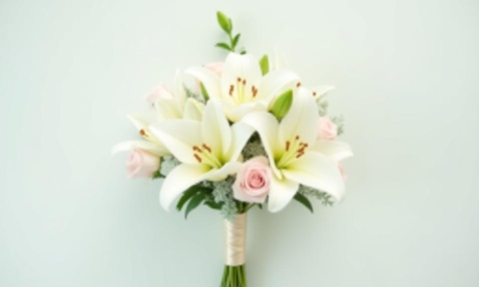 Arreglo de lirios blancos y rosas rosadas